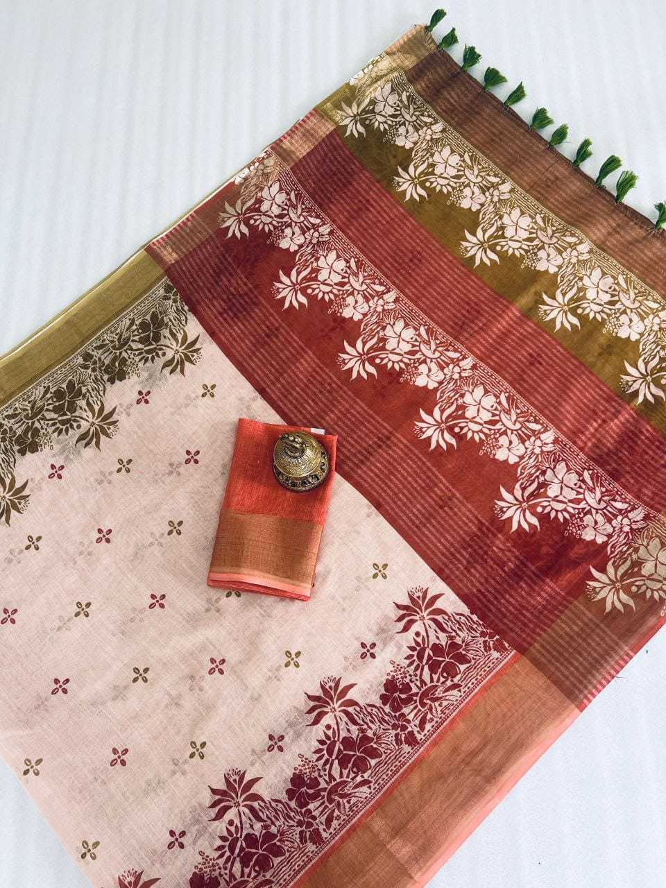 YNF LINEN KESH223 385 SAREE WHOLESALE LINEN ZARI PRINTED SAREE MANUFACTURER