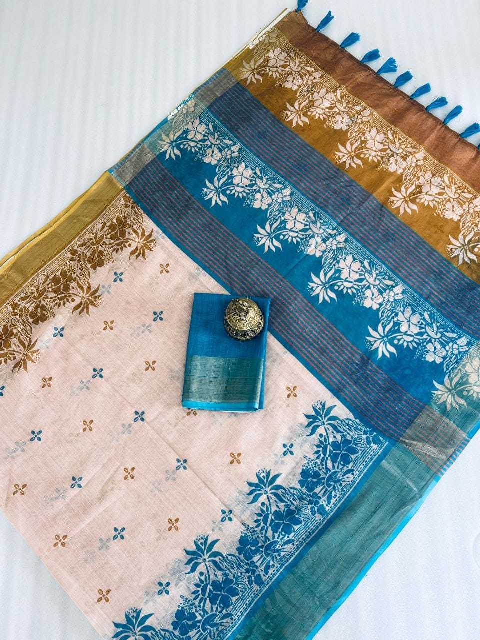 YNF LINEN KESH223 385 SAREE WHOLESALE LINEN ZARI PRINTED SAREE MANUFACTURER