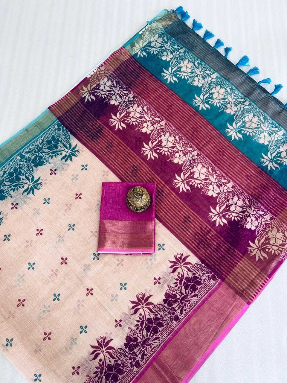 YNF LINEN KESH223 385 SAREE WHOLESALE LINEN ZARI PRINTED SAREE MANUFACTURER