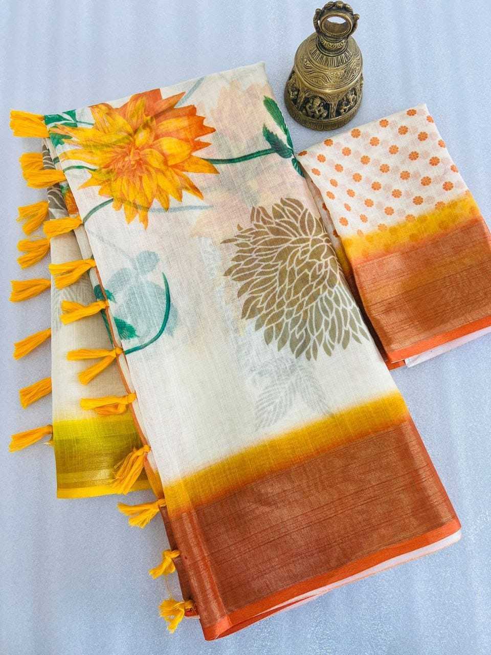 YNF LINEN KESH223 386 SAREE WHOLESALE LINE PRINTED ZARI SAREE MANUFACTURER