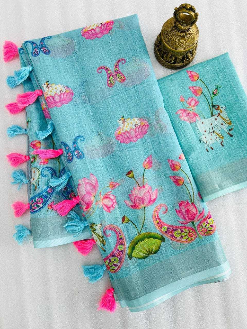 YNF LINEN KESH223 397 SAREE WHOLESALE LINEN ZARI PRINTED SAREE MANUFACTURER