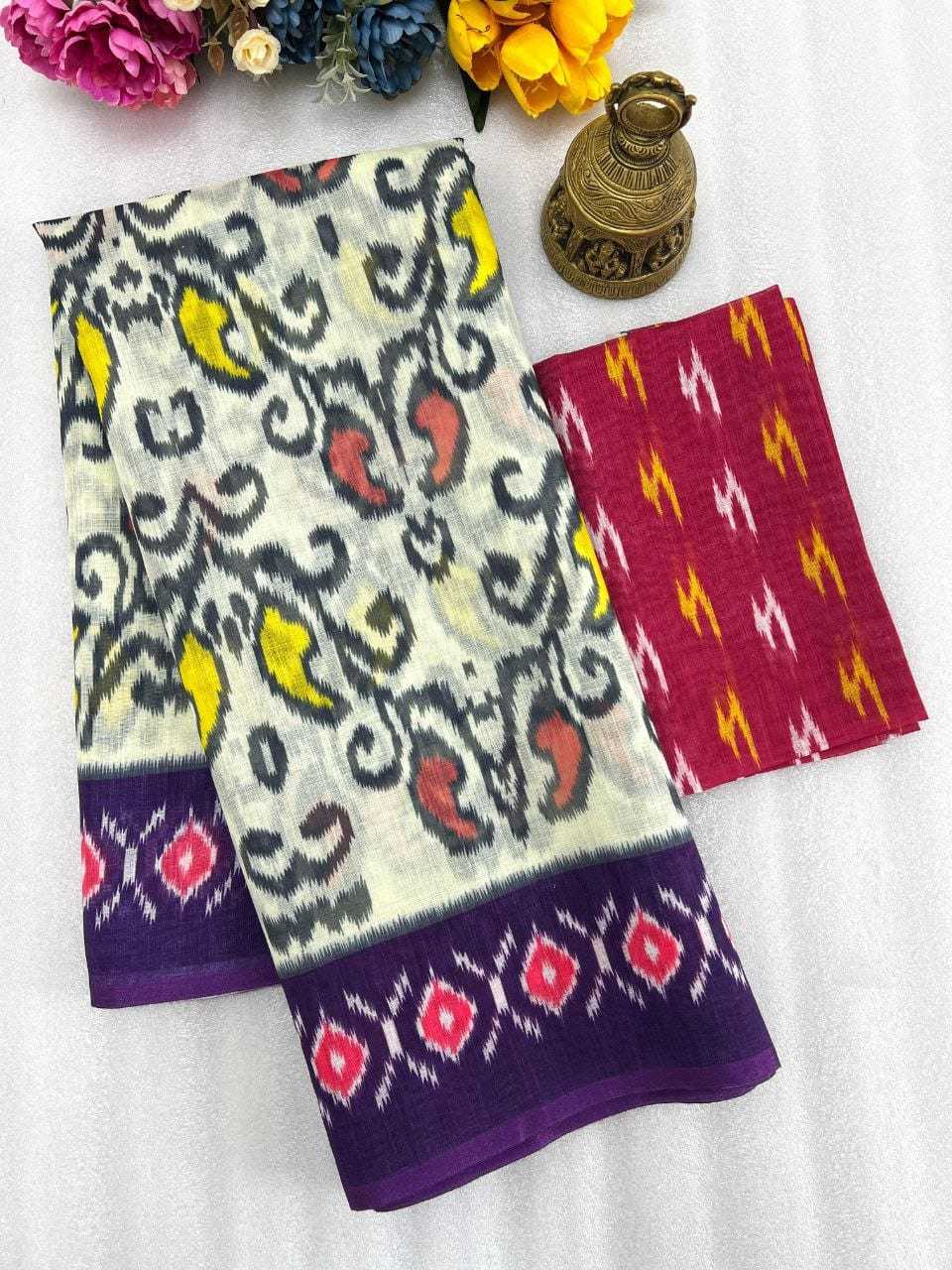 YNF LINEN KESH223 400 SAREE WHOLESALE LINEN PRINTED FANCY SAREE MANUFACTURER