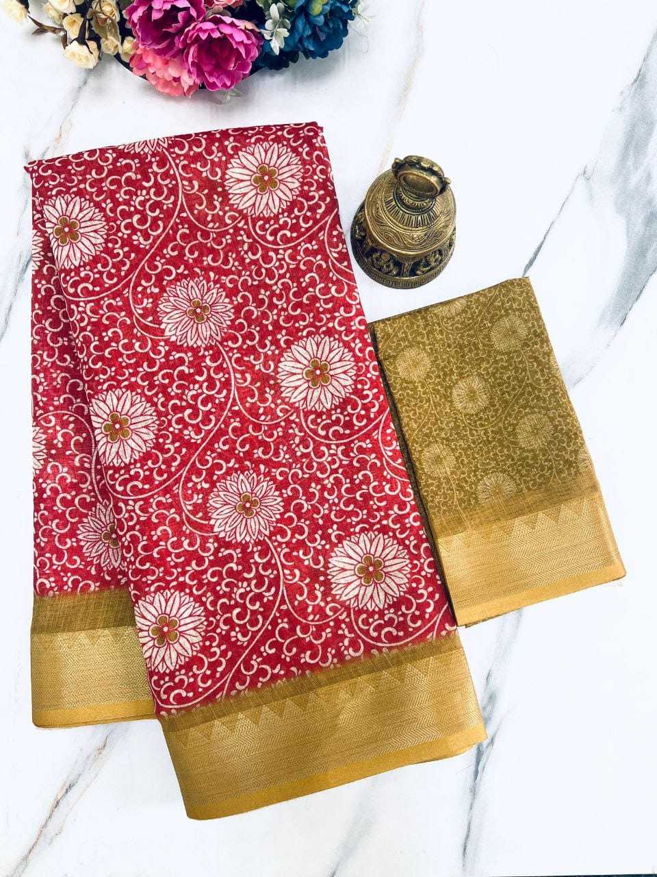 YNF LINEN KESH223 401 SAREE WHOLESALE JACQUARD LINEN PRINTED SAREE MANUFACTURER