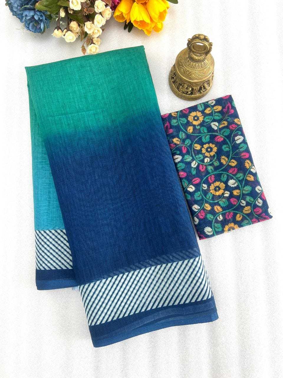 YNF LINEN KESH223 403 SAREES WHOLESALE PRINTED PLAIN LINEN SAREES MANUFACTURER