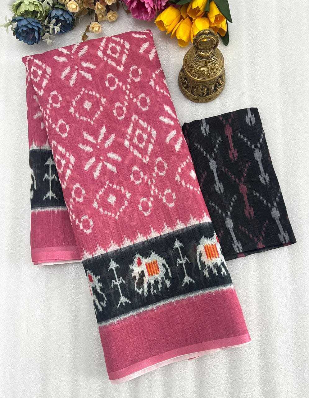 YNF LINEN KESH223 414 SAREE WHOLESALE LINEN DESIGNER PRINTED SAREE MANUFACTURER