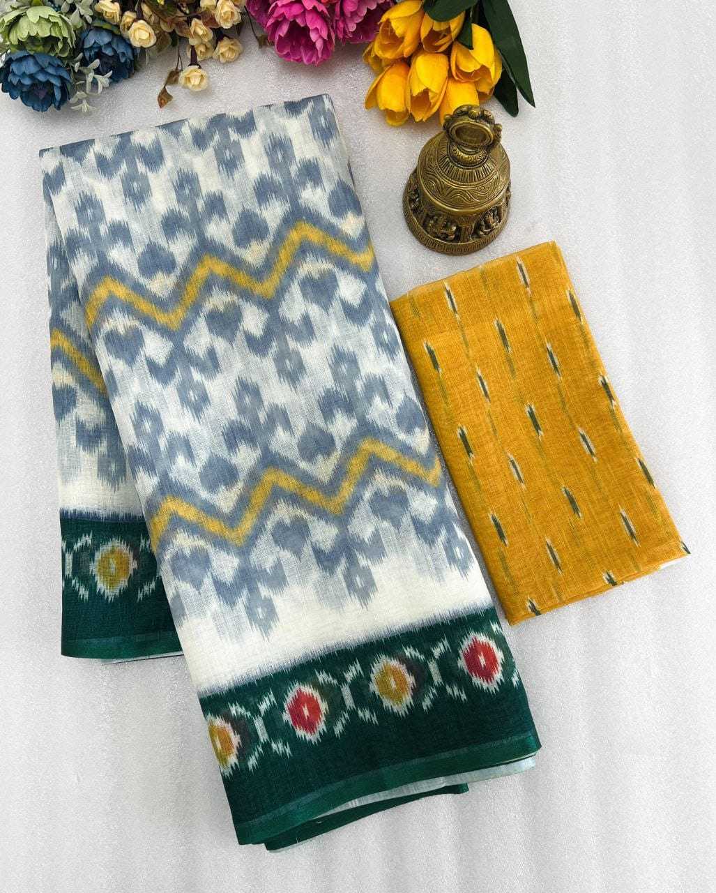 YNF LINEN KESH223 414 SAREE WHOLESALE LINEN DESIGNER PRINTED SAREE MANUFACTURER