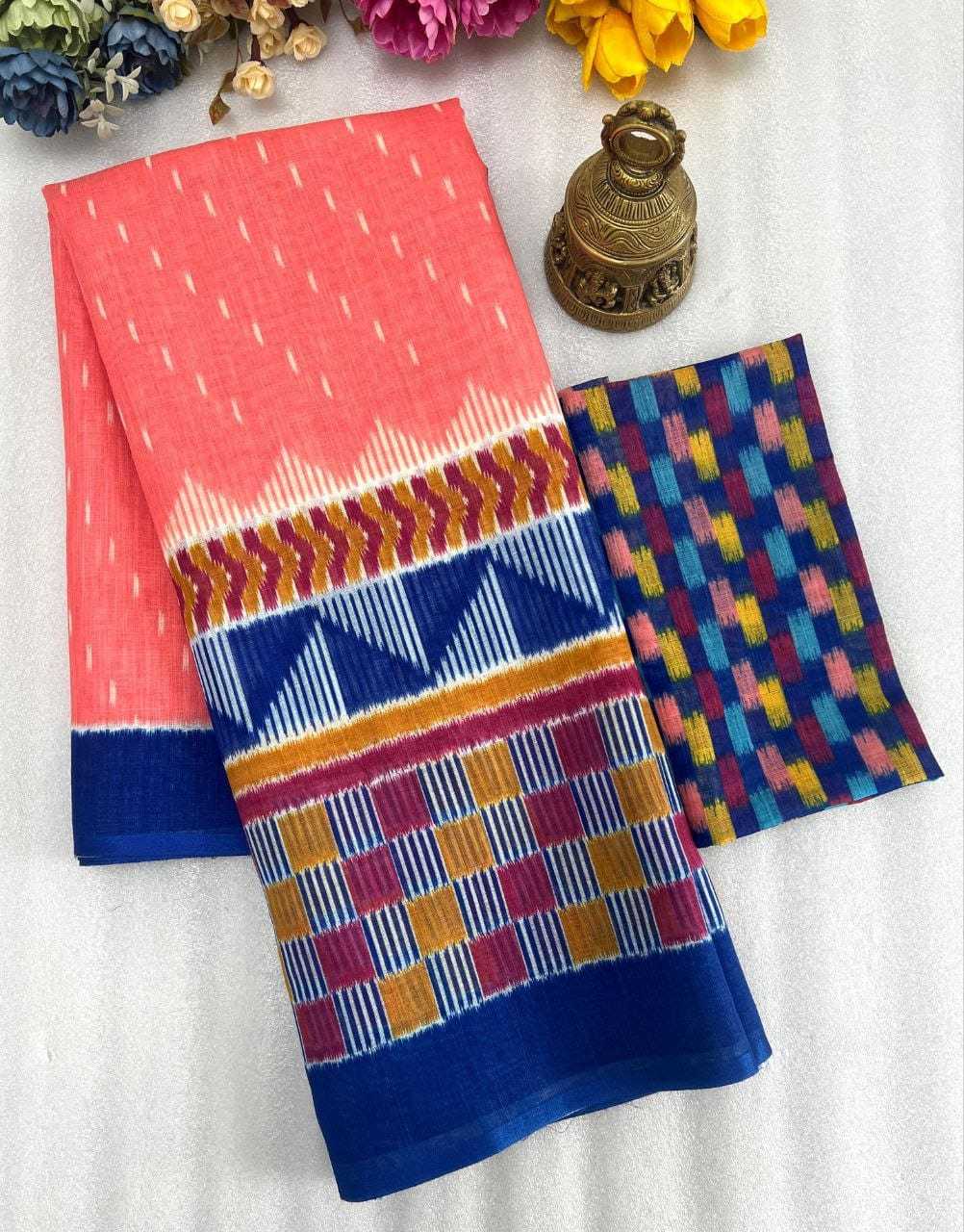 YNF LINEN KESH223 414 SAREE WHOLESALE LINEN DESIGNER PRINTED SAREE MANUFACTURER