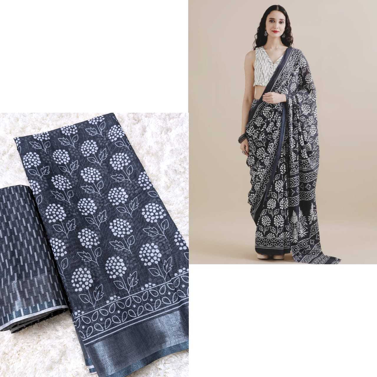 Ynf Linen KESH381 VDP10 Sarees Wholesale Party Wear Sarees Fancy Sarees Printed Sarees Ladies Sarees Zari Border Sarees Manufacturer