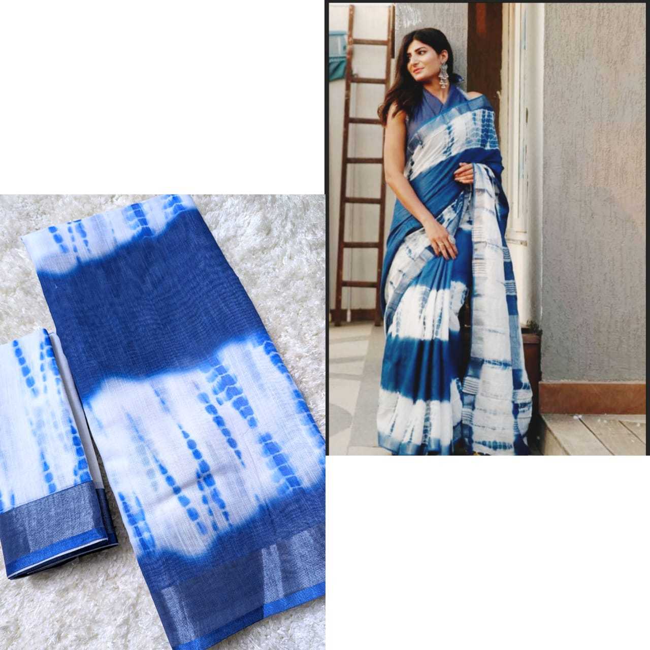 Ynf Linen KESH381 VDP10 Sarees Wholesale Party Wear Sarees Fancy Sarees Printed Sarees Ladies Sarees Zari Border Sarees Manufacturer