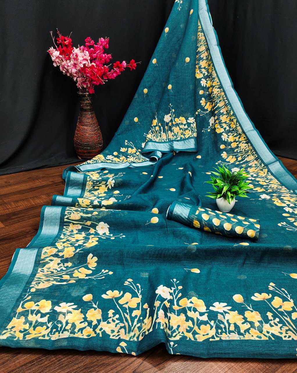 YNF LINEN RIN145 MANYA SAREES WHOLESALE BATIK PRINTED LINEN SAREES MANUFACTURER