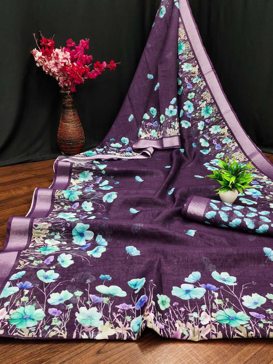 YNF LINEN RIN145 MANYA SAREES WHOLESALE BATIK PRINTED LINEN SAREES MANUFACTURER