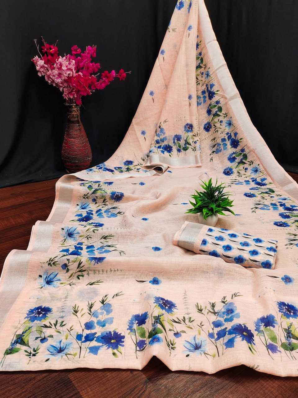 YNF LINEN RIN145 MANYA SAREES WHOLESALE BATIK PRINTED LINEN SAREES MANUFACTURER