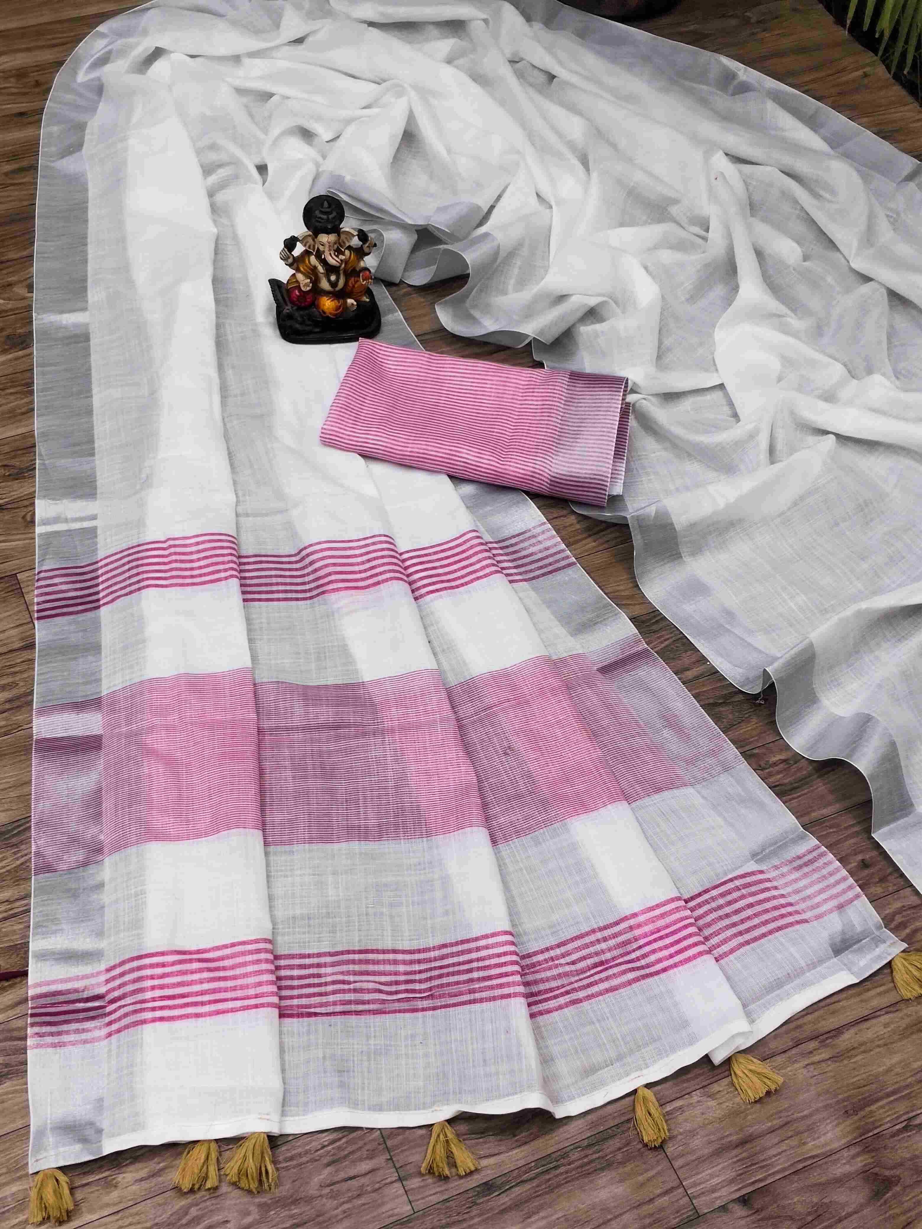 Ynf Linen RIN183 SHWETA Sarees Wholesale Linen Sarees Lightweight Sarees Sarees With Blouse Manufacturer