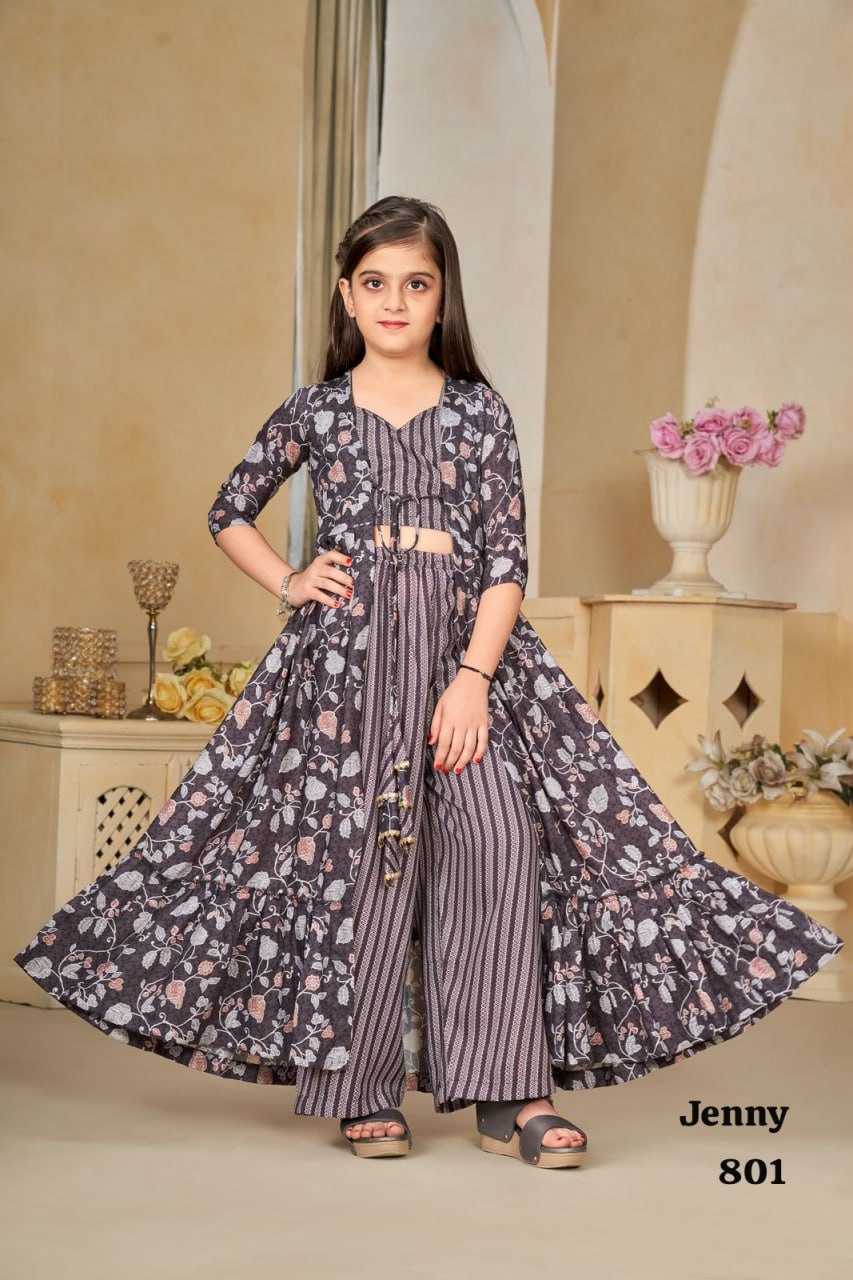 YNF MASLIN SILK RIN131 801 KIDS WEAR WHOLESALE SILK INDO WESTERN PARTY WEAR ETHNIC MANUFACTURER