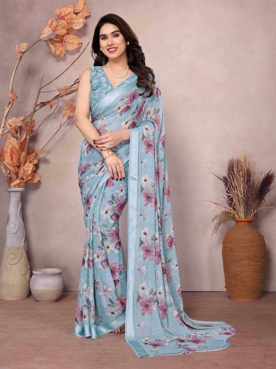 YNF MOSS SILK RIN188 Gopi SAREES WHOLESALE SATIN PRINTED FANCY SAREES MANUFACTURER