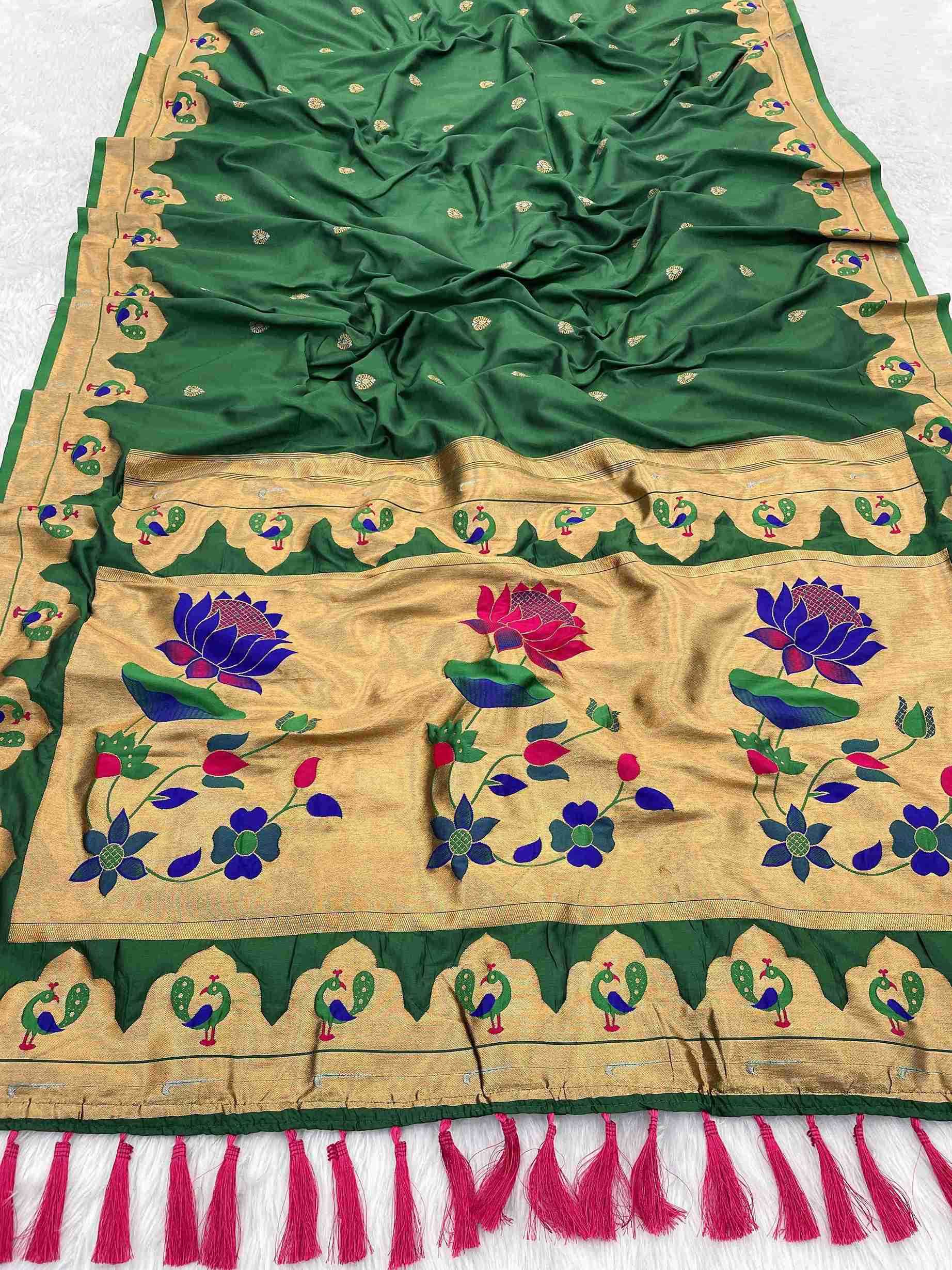 Ynf Paithani Silk RIN116 REW31 Silk Sarees Wholesale Paithani Sarees South Indian Sarees Zari Border Silk Sarees Manufacturer