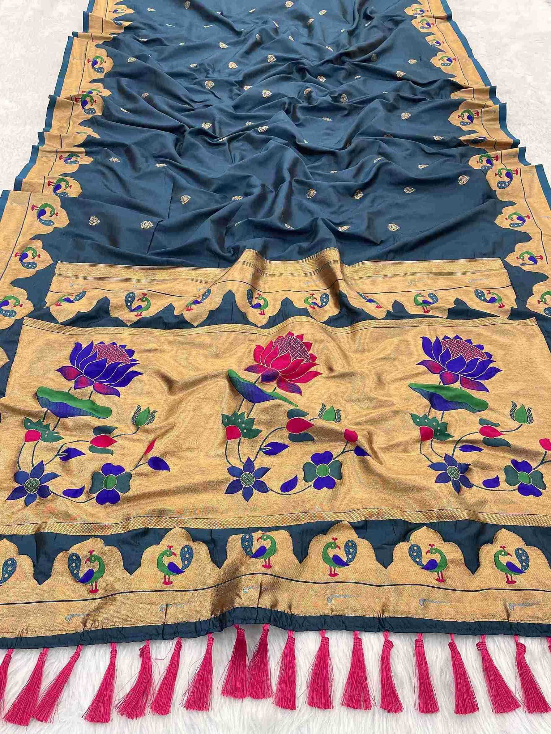 Ynf Paithani Silk RIN116 REW31 Silk Sarees Wholesale Paithani Sarees South Indian Sarees Zari Border Silk Sarees Manufacturer