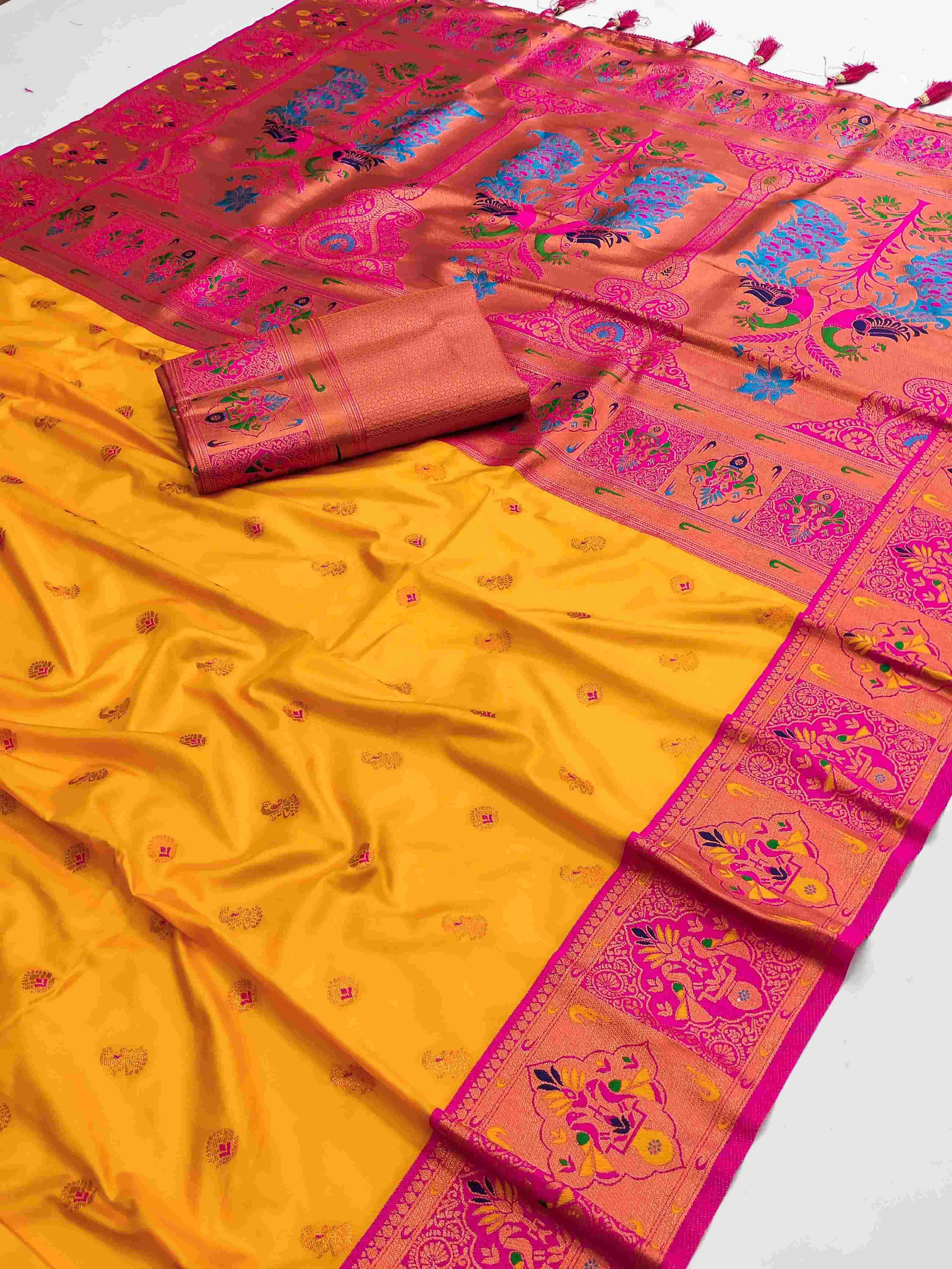 YNF PAITHANI SILK RIN150 Kiva Paithani SILK SAREES WHOLESALE PAITHANI SILK PURE ZARI PATOLA SAREES MANUFACTURER