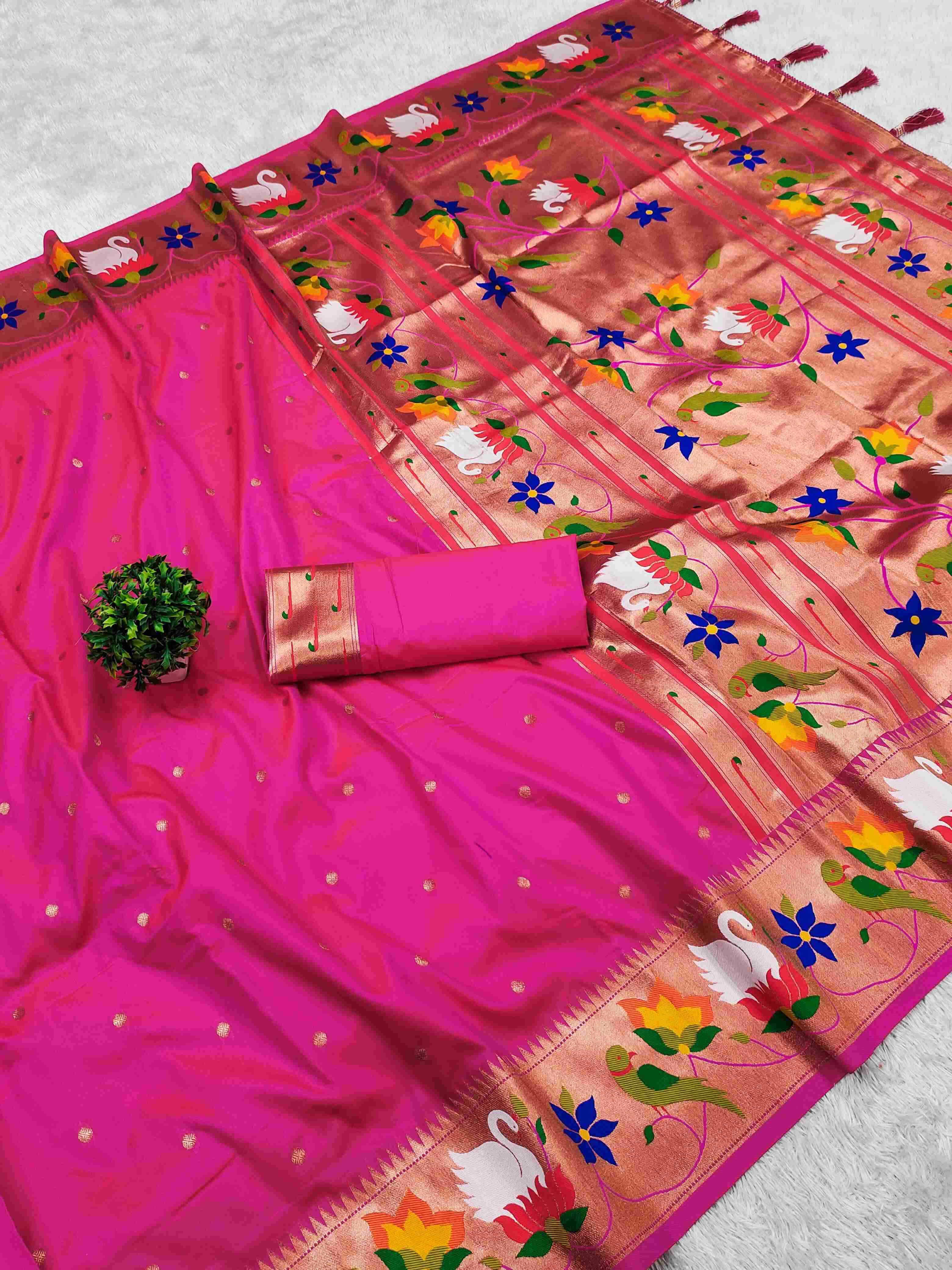 YNF PAITHANI SILK RIN150 Rajhans Pethani SILK SAREES WHOLESALE PURE ZARI DESIGNER SILK SAREES FOR WEDDINGS MANUFACTURER