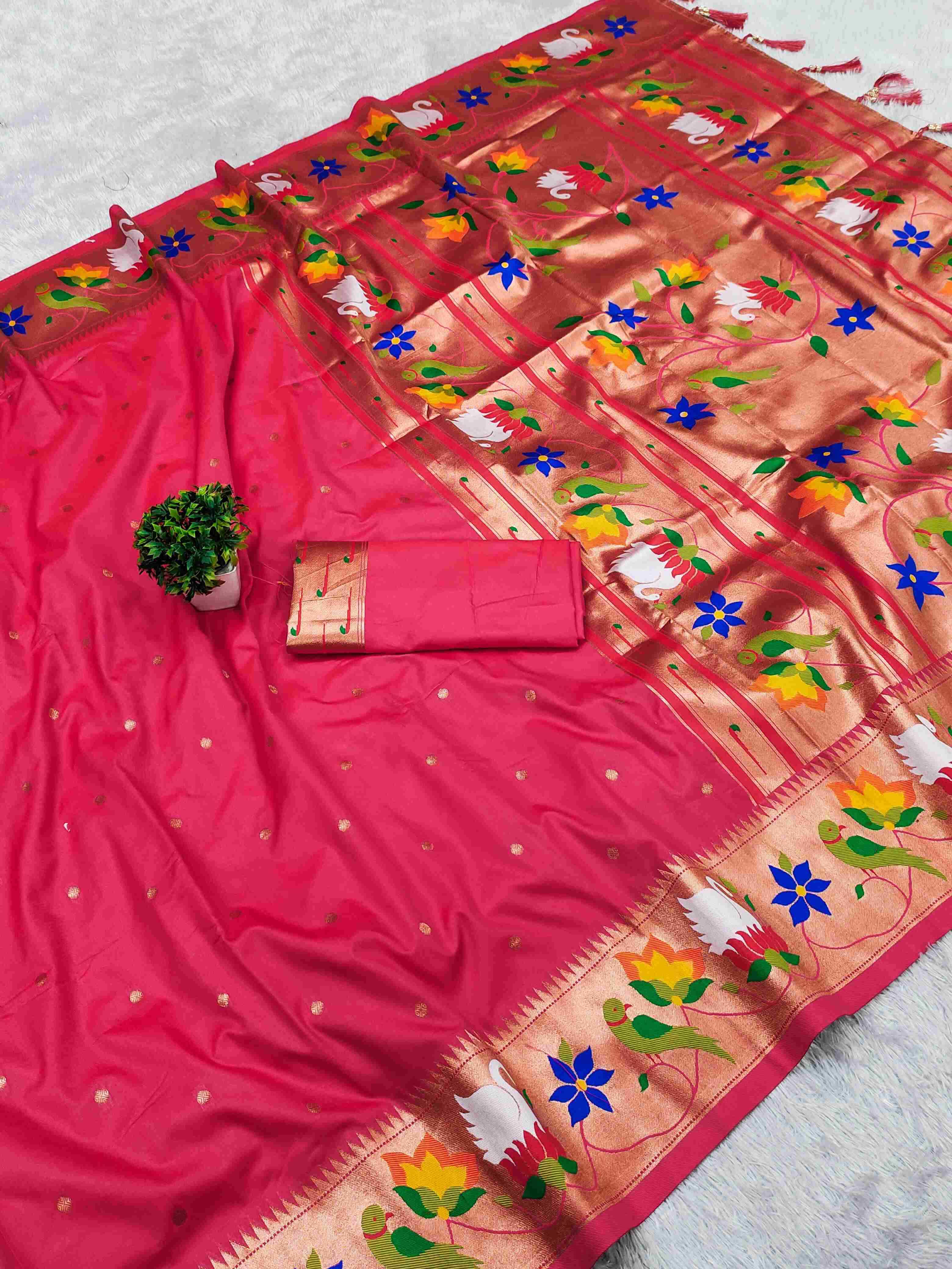 YNF PAITHANI SILK RIN150 Rajhans Pethani SILK SAREES WHOLESALE PURE ZARI DESIGNER SILK SAREES FOR WEDDINGS MANUFACTURER