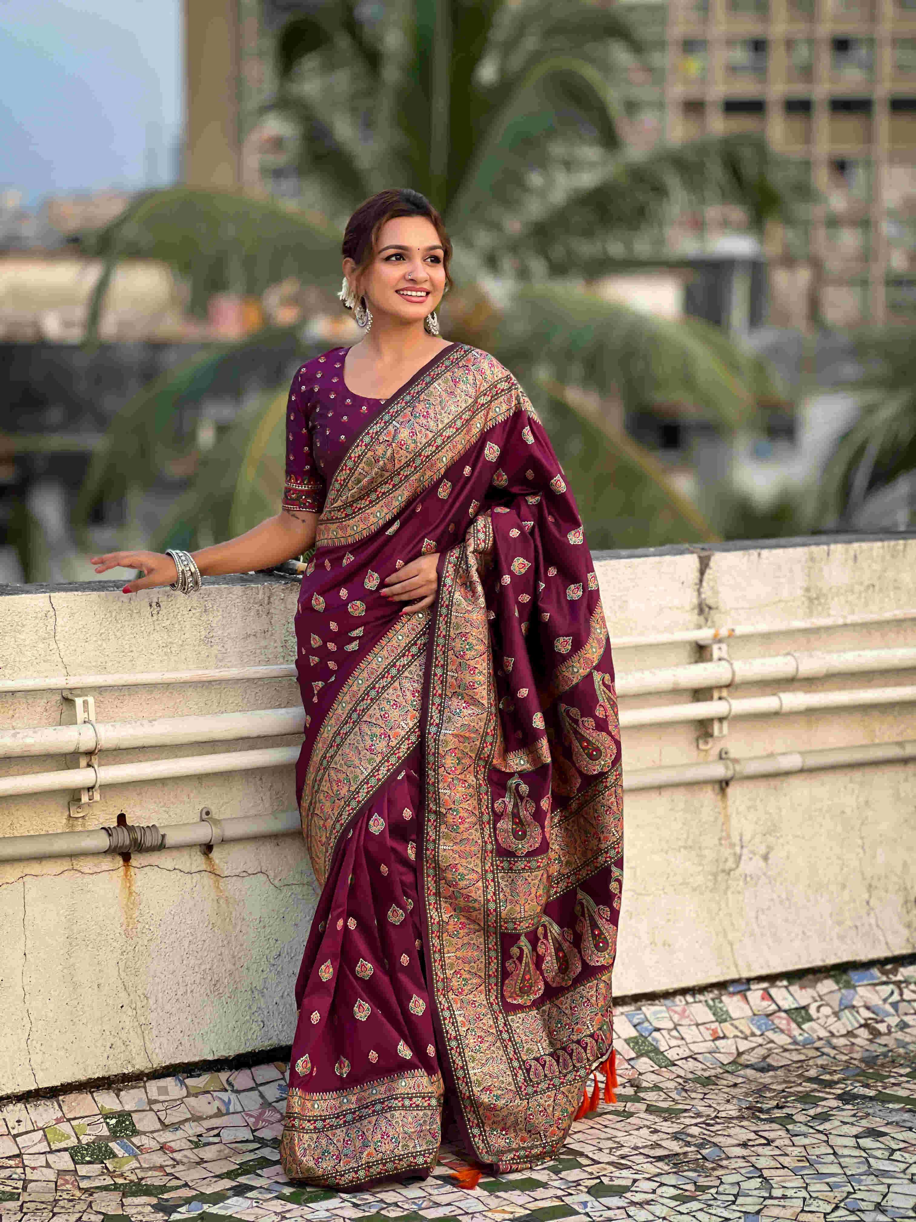 Ynf Pashmina RIN116 PASHMINA-2 Sarees Wholesale Fancy Sarees Ladies Sarees Kashmiri Sarees Manufacturer