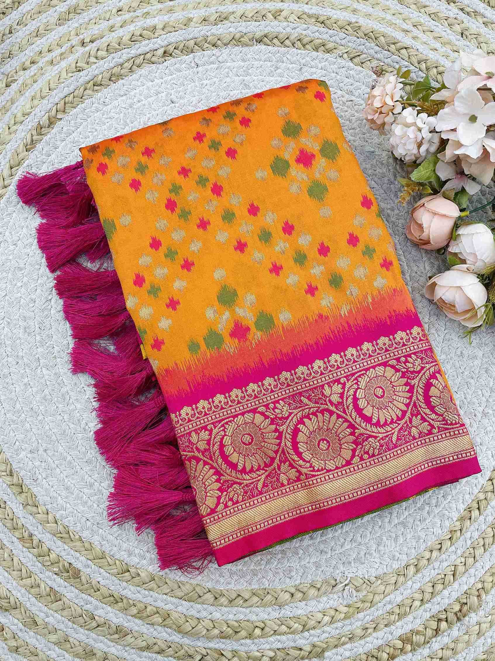 Ynf Patola Silk RIN116 IKKAT PATOLA Silk Sarees Wholesale Patola Sarees Zari Border Silk Sarees Festival Silk Sarees Manufacturer