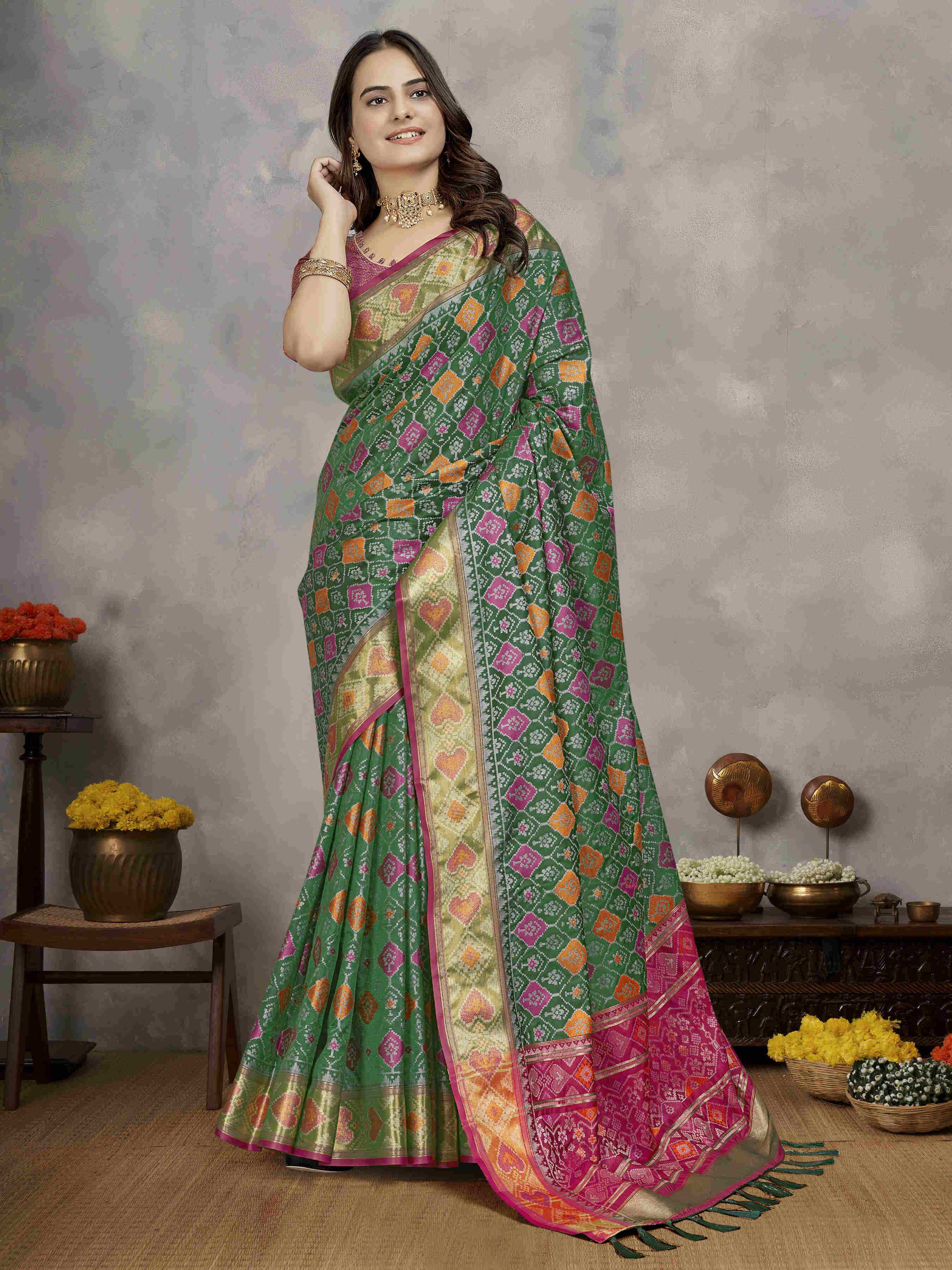 Ynf Patola Silk RIN183 MAYA Silk Sarees Wholesale Patola Sarees Ikat Sarees Designer Silk Sarees Manufacturer