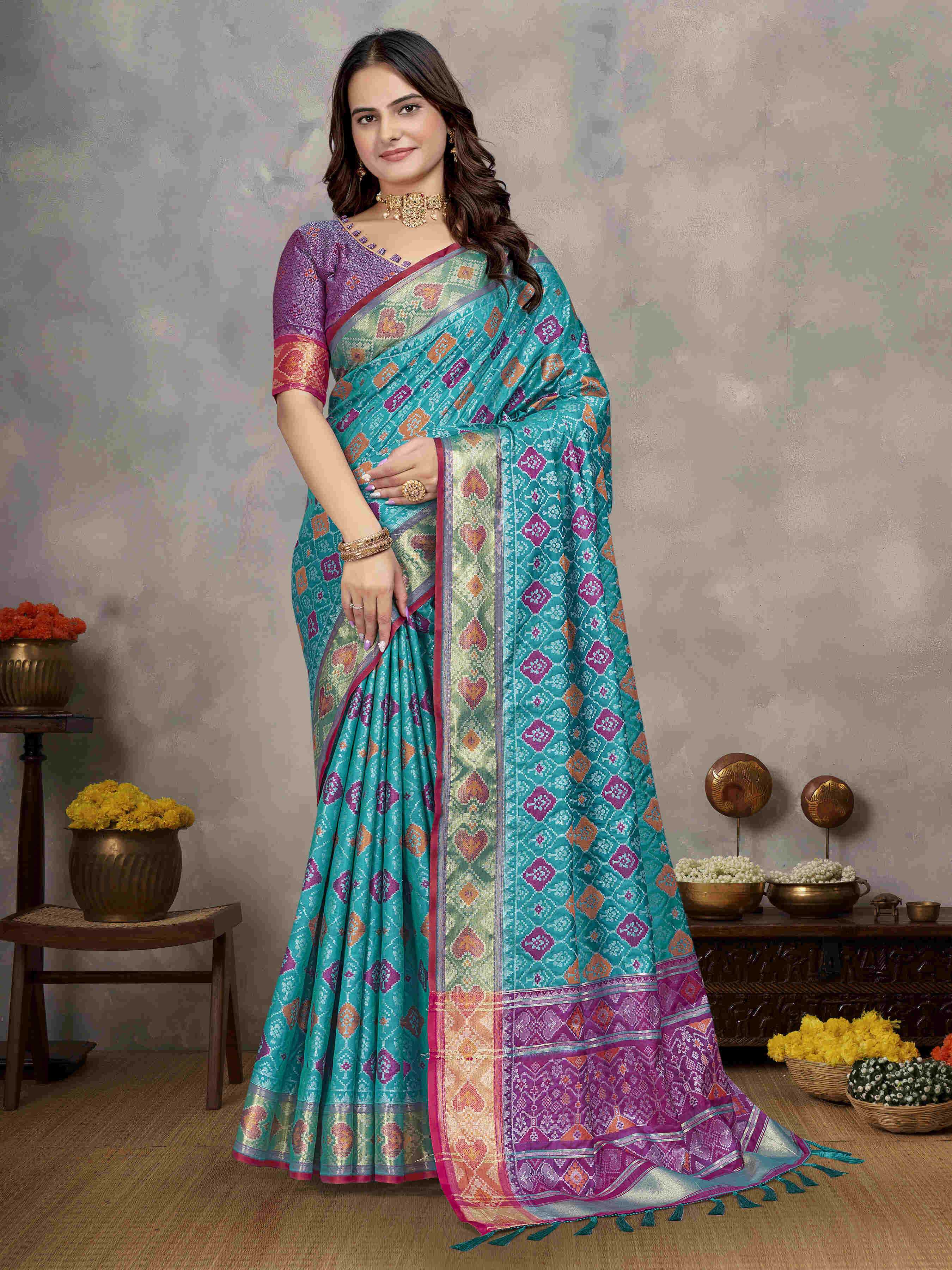 Ynf Patola Silk RIN183 MAYA Silk Sarees Wholesale Patola Sarees Ikat Sarees Designer Silk Sarees Manufacturer