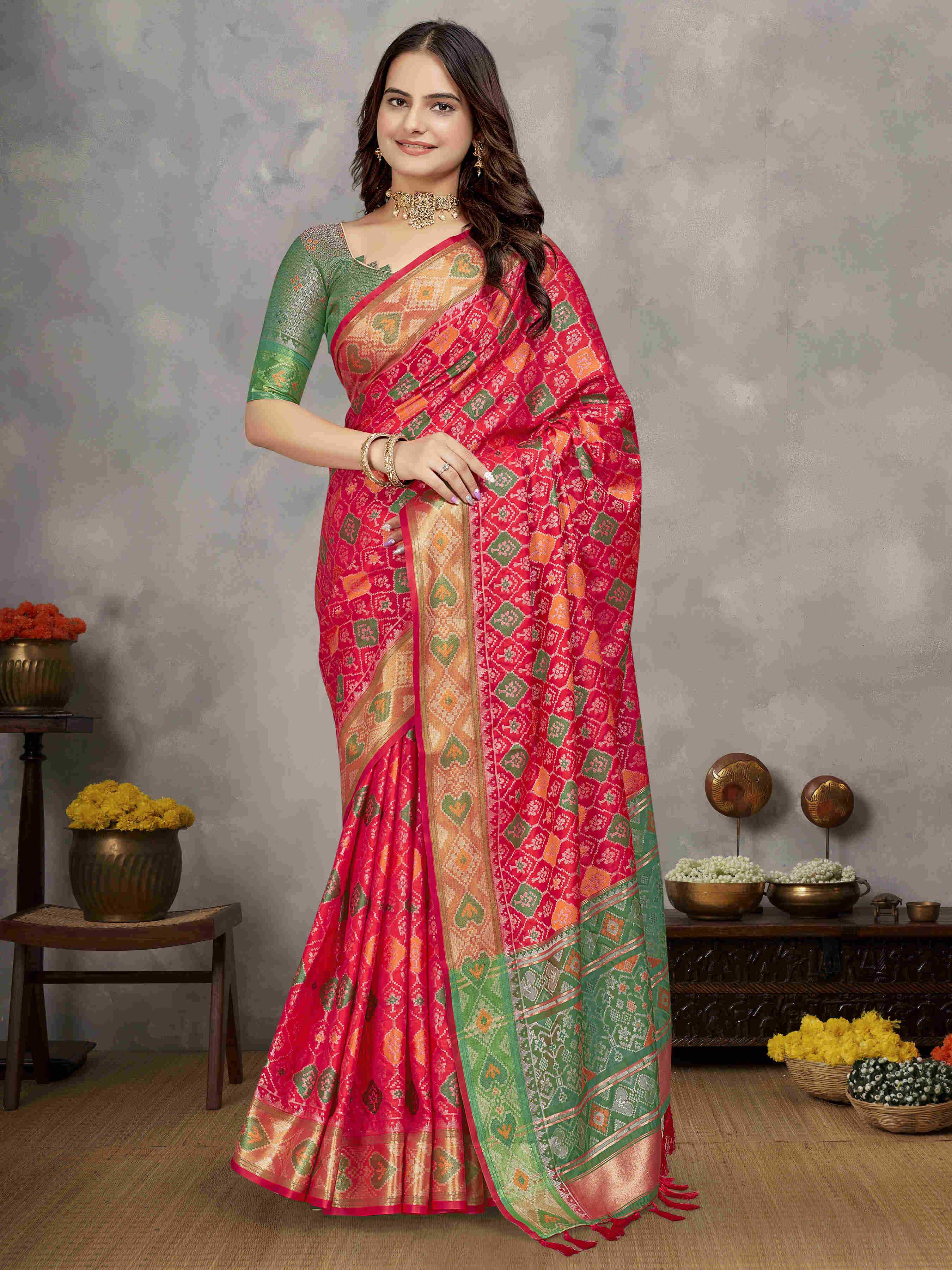 Ynf Patola Silk RIN183 MAYA Silk Sarees Wholesale Patola Sarees Ikat Sarees Designer Silk Sarees Manufacturer