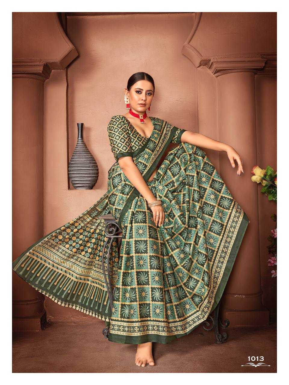 Ynf Pure Cotton KESH244 AJRAKH Sarees Wholesale Ajrakh Sarees Block Print Sarees Festive Sarees Manufacturer