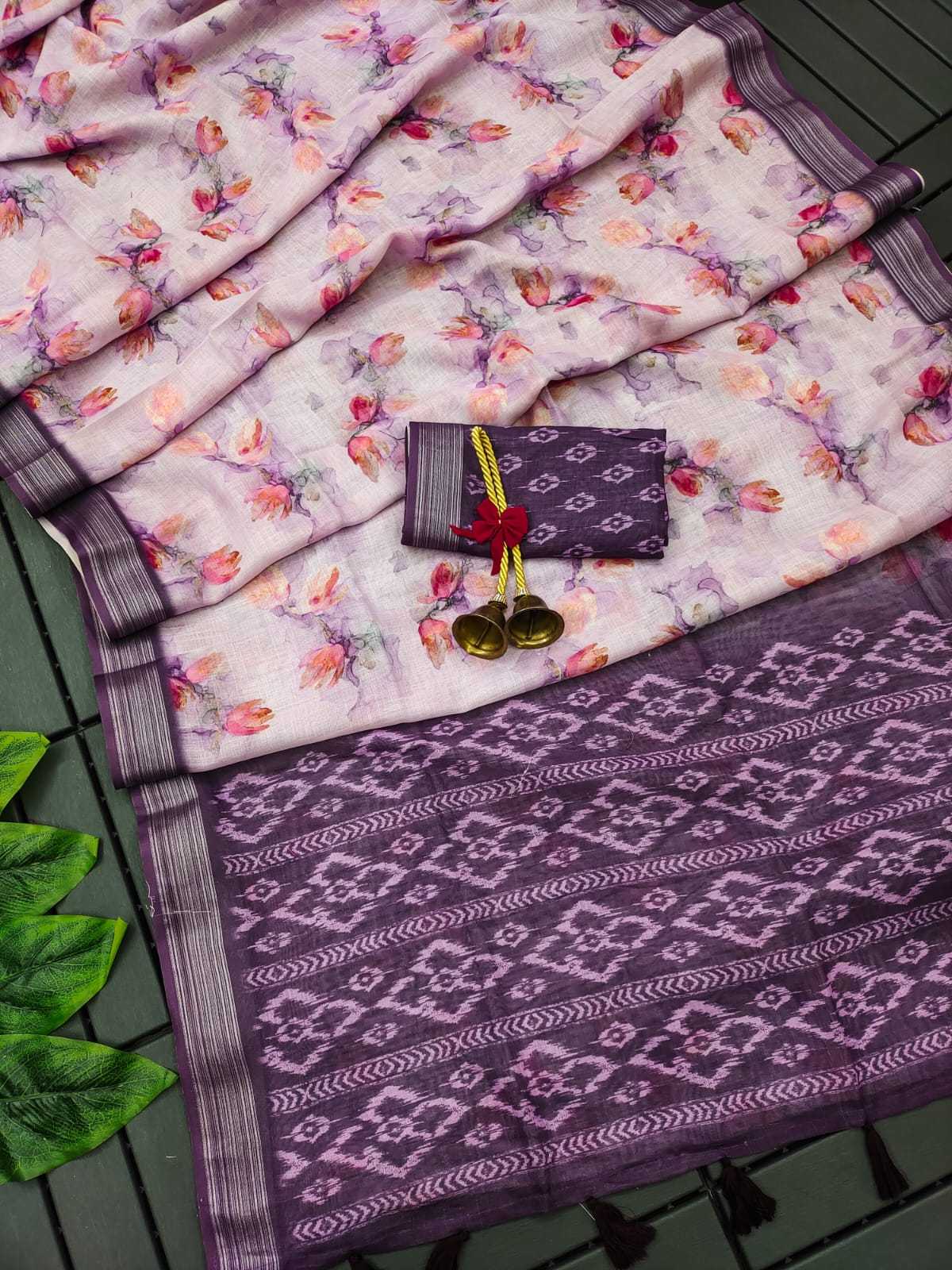 Ynf Pure Linen KESH165 MANISHA FULL Sarees Wholesale Printed Sarees Ikkat Saree Linen Sarees Manufacturer