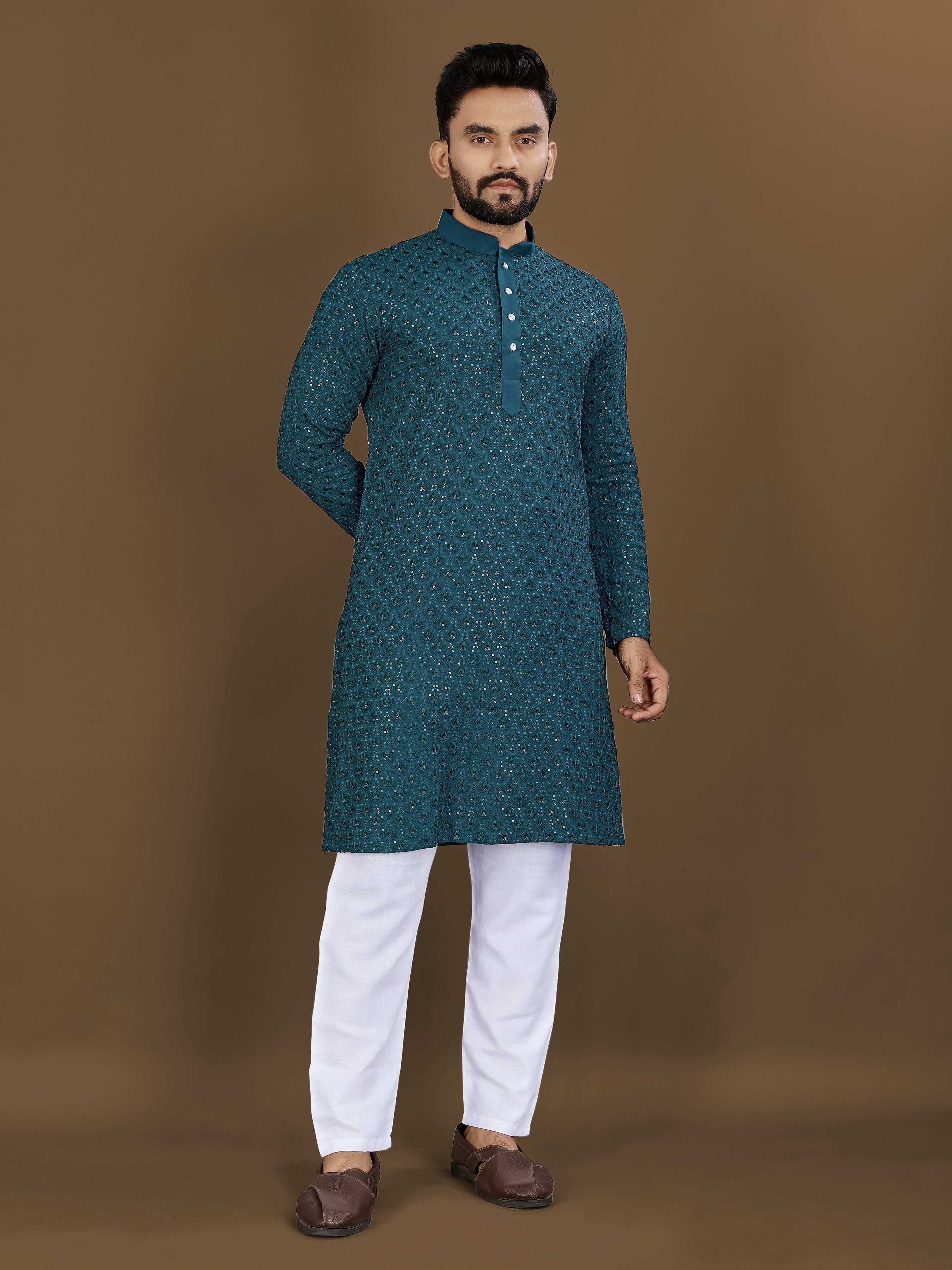 Ynf Reyon Cotton RIN111 LOTUS Mens Wear Wholesale Mens Kurtas Embroidered Kurta Pajama Manufacturer