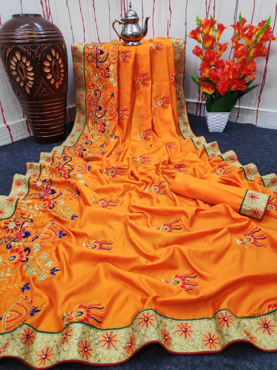 YNF SANA SILK KESH399 1012 SAREES WHOLESALE SILK EMBROIDERED PRINTED WORK SAREES MANUFACTURER