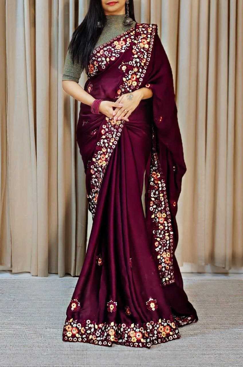 YNF SATIN KESH199 820 SAREES WHOLESALE CHIFFON EMBROIDERED FANCY SAREES MANUFACTURER