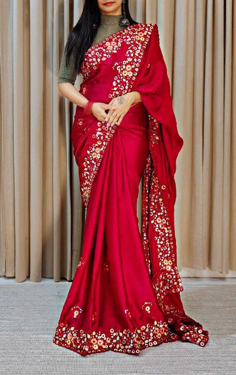 YNF SATIN KESH199 820 SAREES WHOLESALE CHIFFON EMBROIDERED FANCY SAREES MANUFACTURER