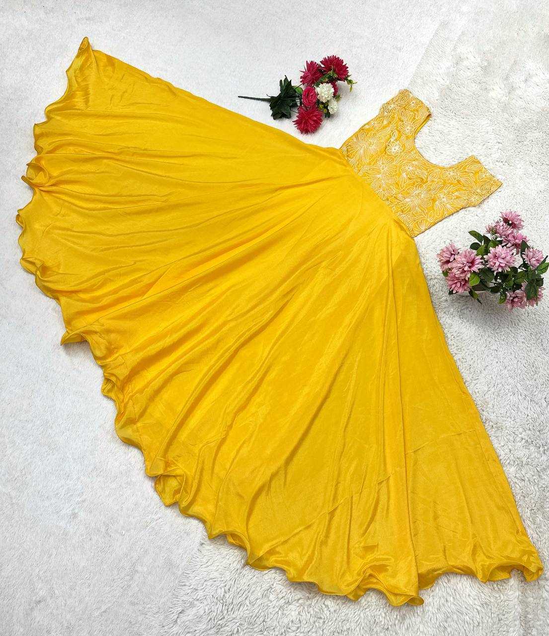 YNF SOFT CHINON KESH367  K156 GOWNS WHOLESALE EMBROIDERY SILK SLEEVELESS GOWNS MANUFACTURER