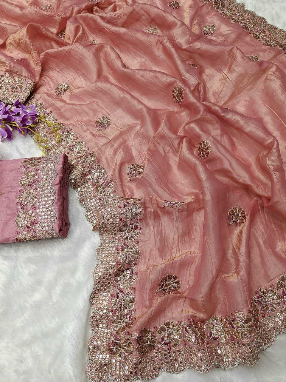 Ynf Soft Gold Crush KESH189 Shiny Sarees Wholesale Designer Sarees Sequins Work Saree Sarees With Blouse Manufacturer