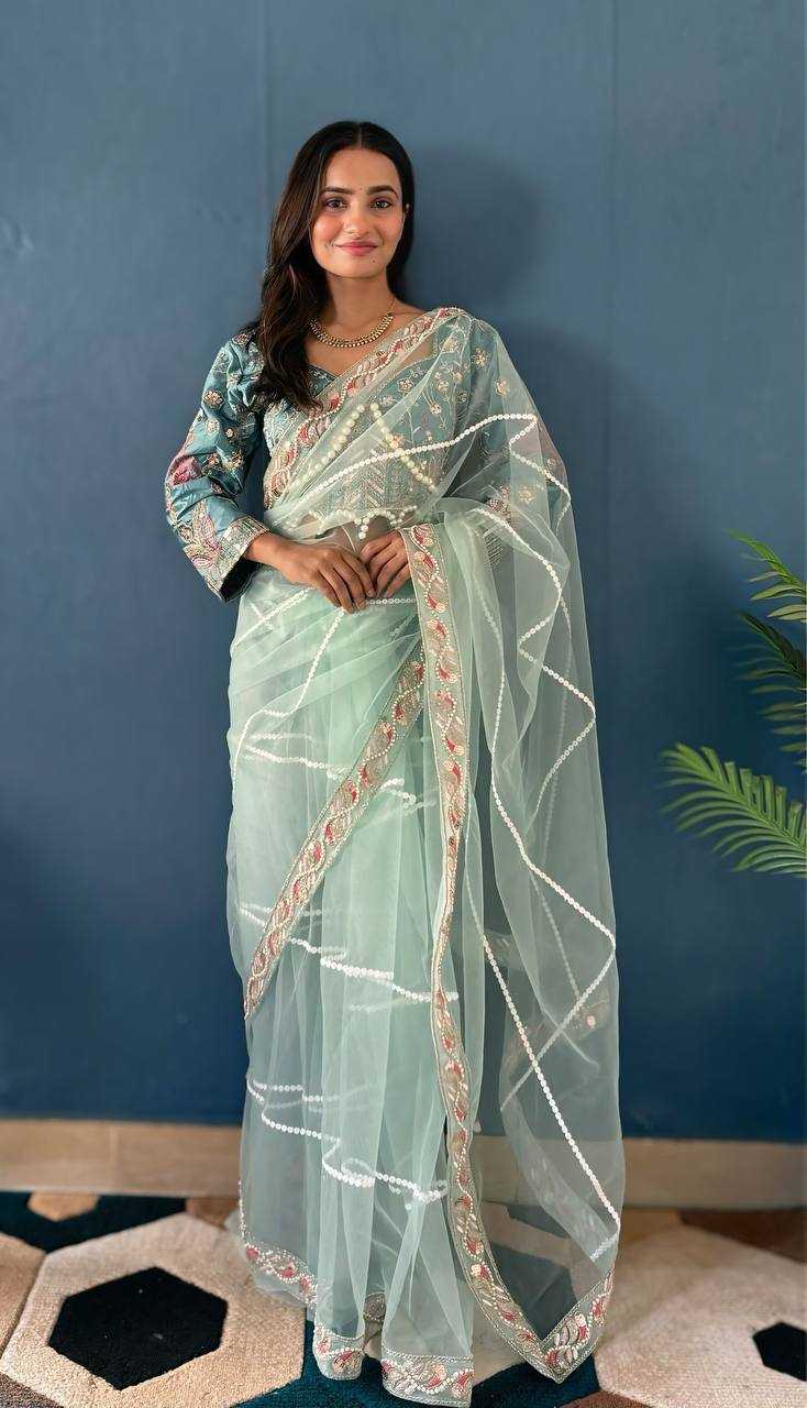 Ynf Soft Net RIN114 5070 Sarees Wholesale Party Wear Sarees Fancy Sarees Sequence Sarees Net Sarees Embroidered Sarees Manufacturer