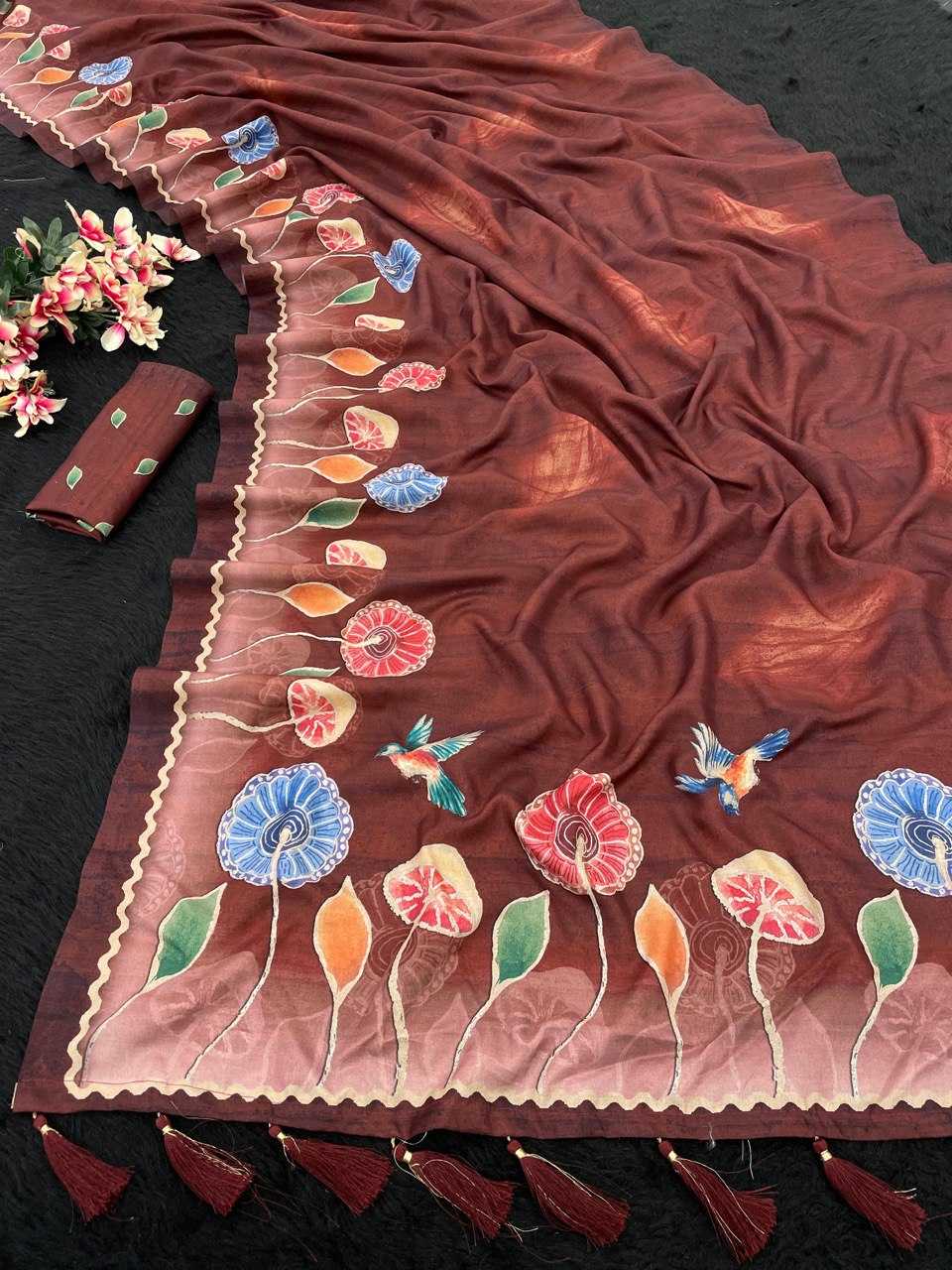 YNF SOFT SILK RIN119 004 SILK SAREE WHOLESALE DESIGNER PRINTED FANCY SILK SAREE MANUFACTURER