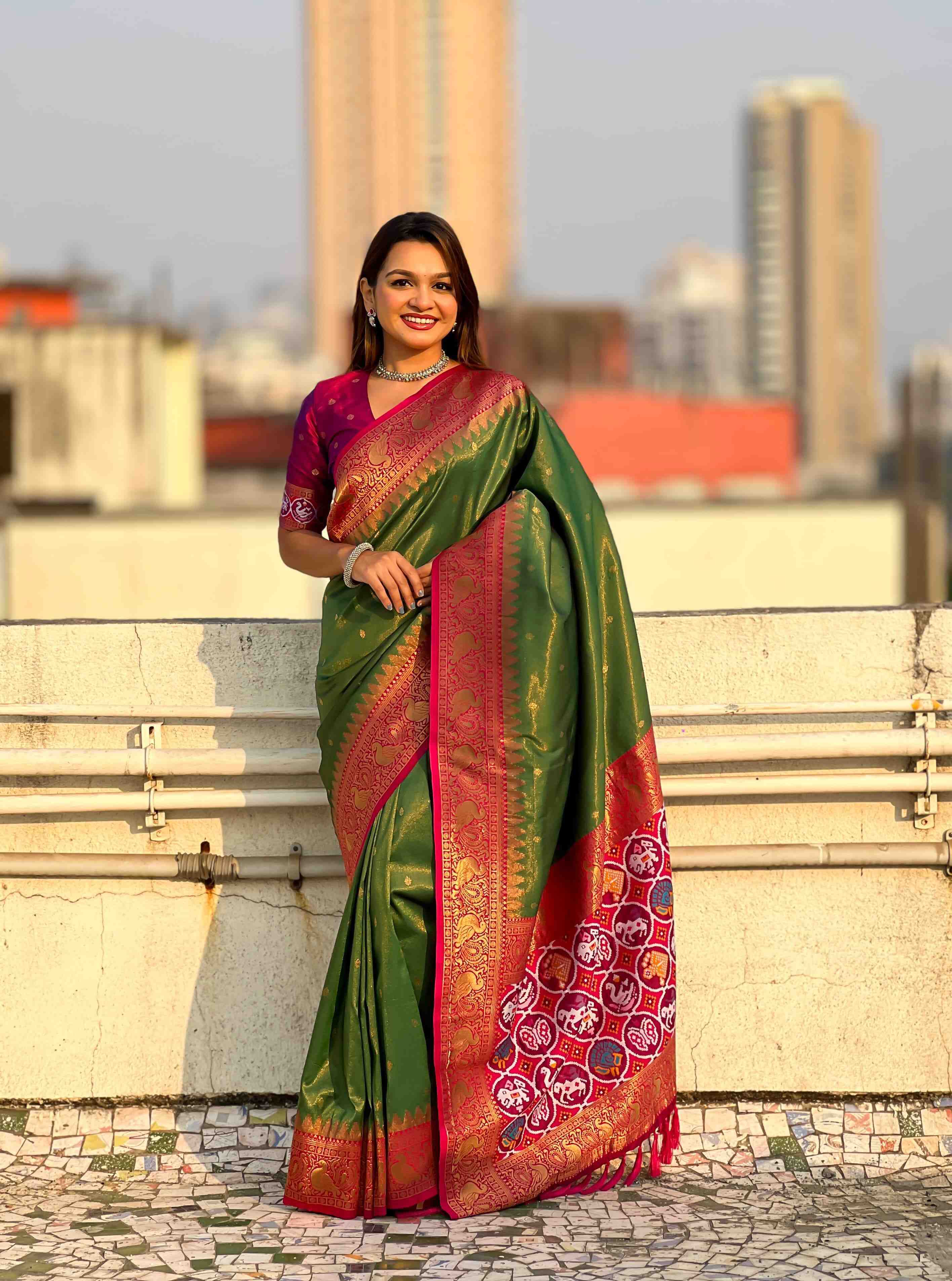 Ynf Tissue RIN116 TISSUE PATOLA Silk Sarees Wholesale Kanjeevaram Sarees Patola Sarees Pure Zari Silk Sarees Fancy Silk Sarees Manufacturer