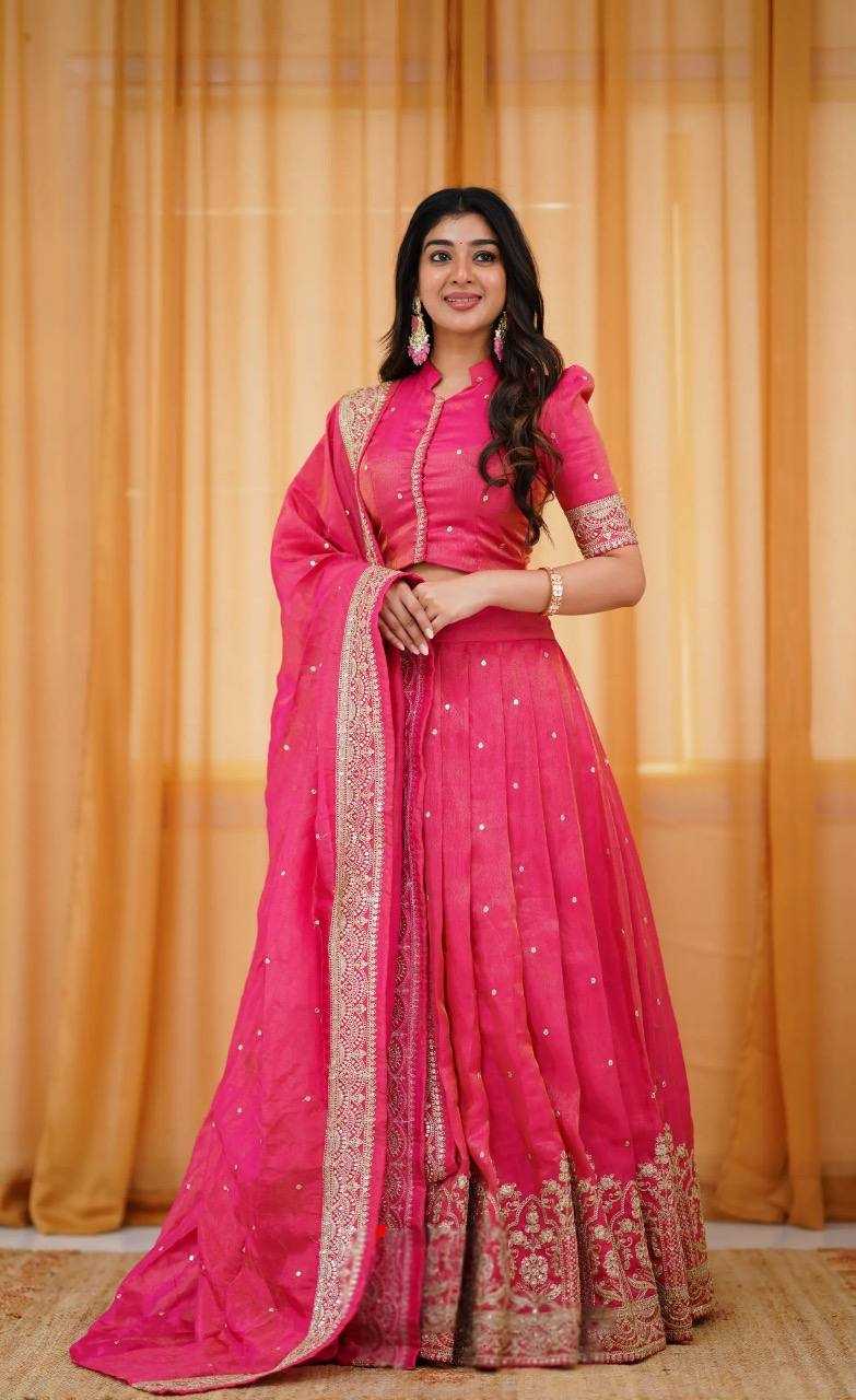 YNF TISSUE SILK KESH367 176 LEHENGA WHOLESALE EMBROIDERED SEQUINS SILK LEHENGA MANUFACTURER