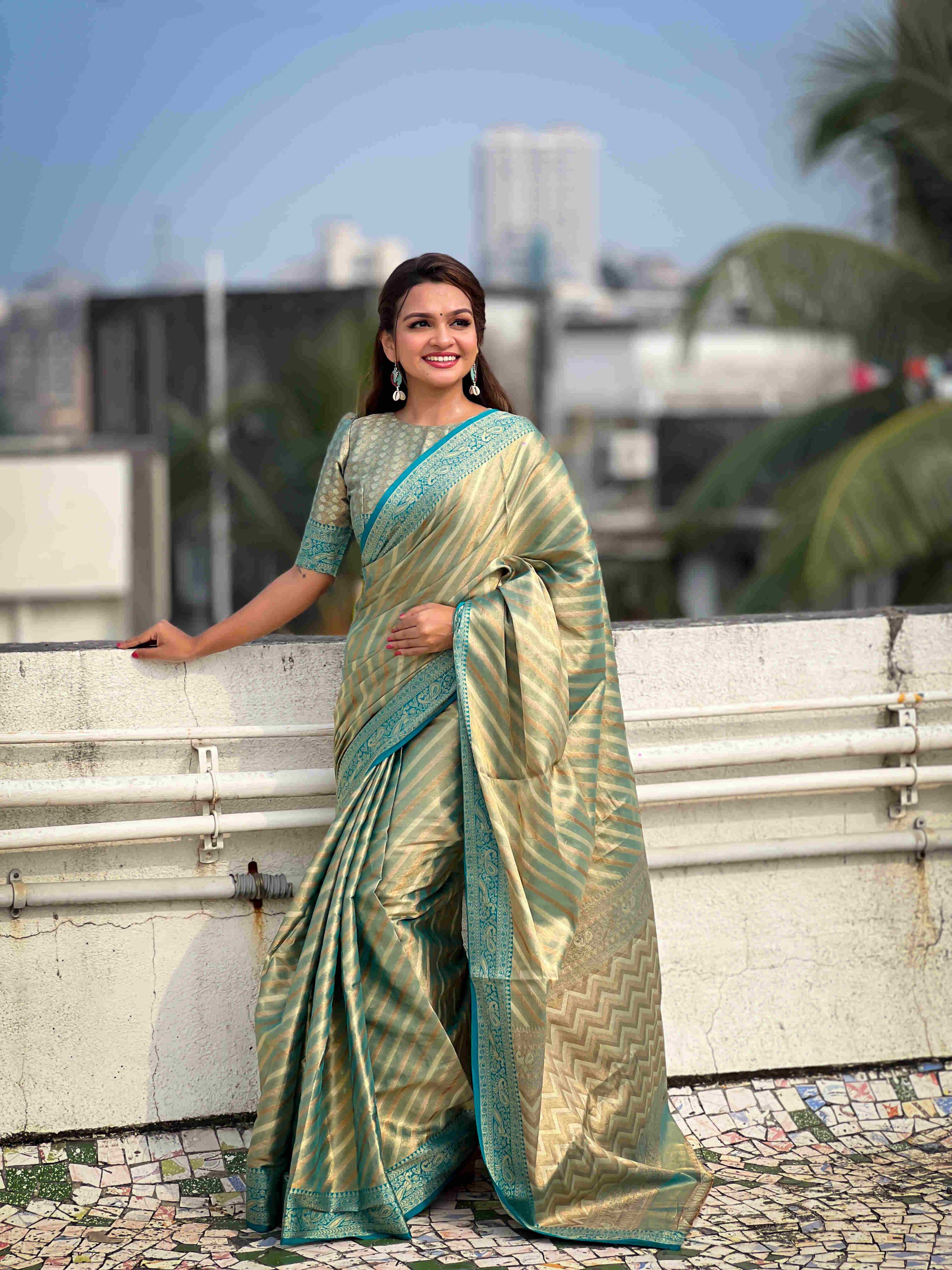 Ynf Tissue Silk RIN116 LEHERIYA Sarees Wholesale Fancy Sarees Leheriya Sarees Zari Sarees Manufacturer