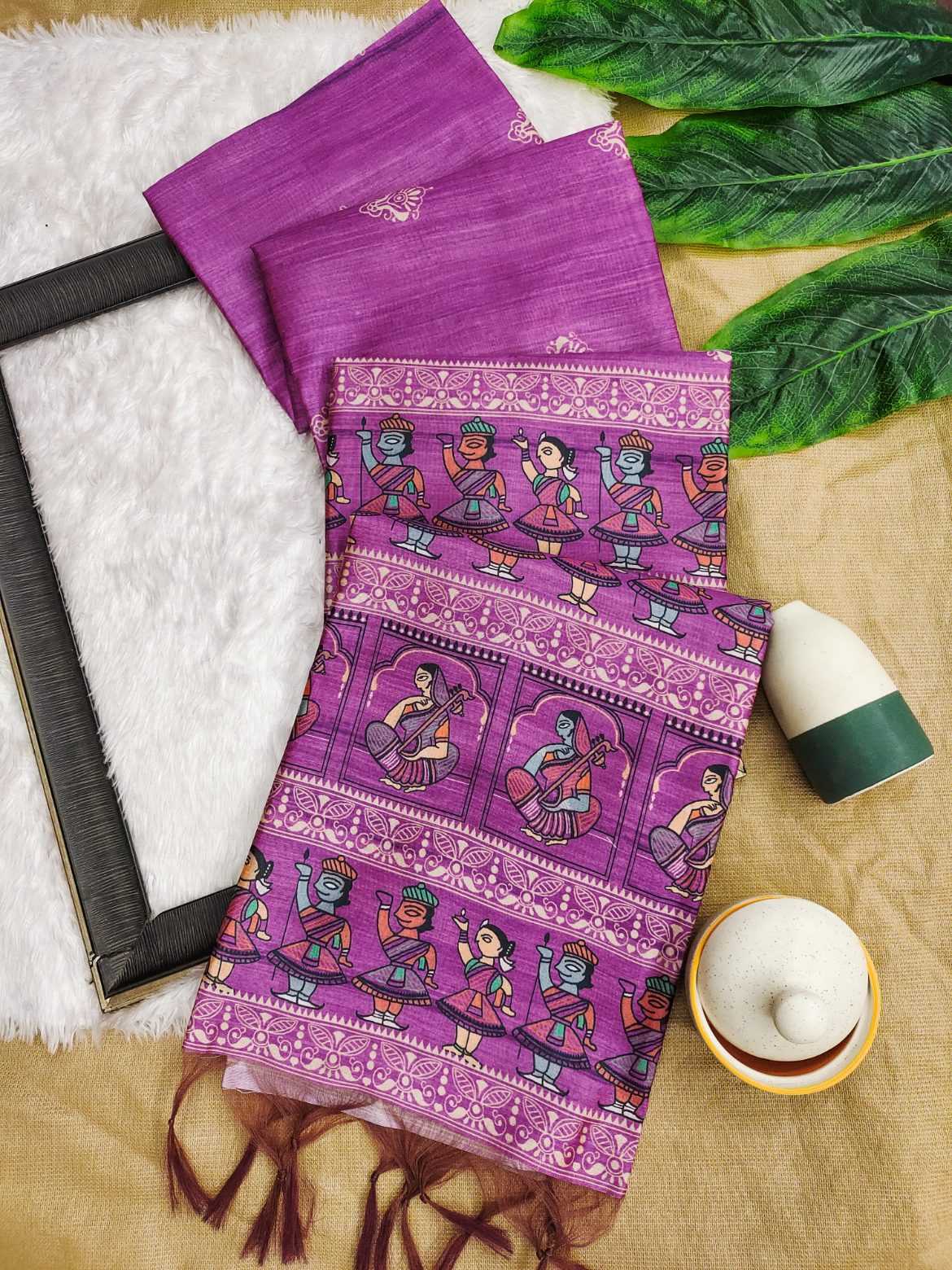 Ynf Tussar Silk KESH165 ARUSHI MADHUBANI Sarees Wholesale Printed Sarees Madhubani Sarees Tussar Sarees Manufacturer