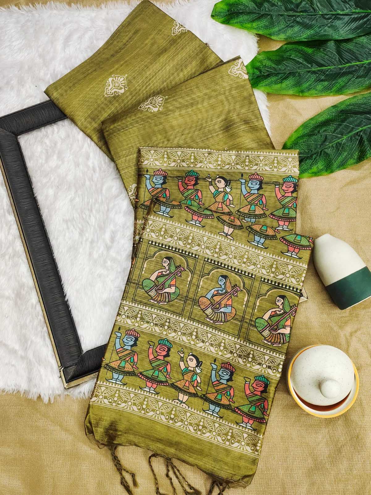 Ynf Tussar Silk KESH165 ARUSHI MADHUBANI Sarees Wholesale Printed Sarees Madhubani Sarees Tussar Sarees Manufacturer