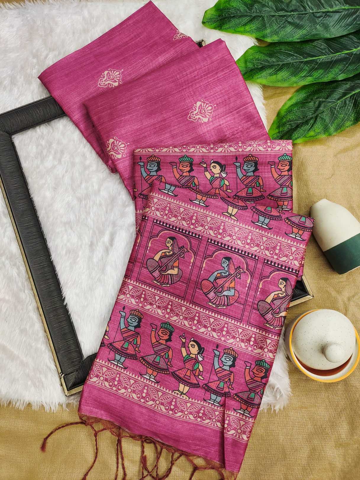 Ynf Tussar Silk KESH165 ARUSHI MADHUBANI Sarees Wholesale Printed Sarees Madhubani Sarees Tussar Sarees Manufacturer