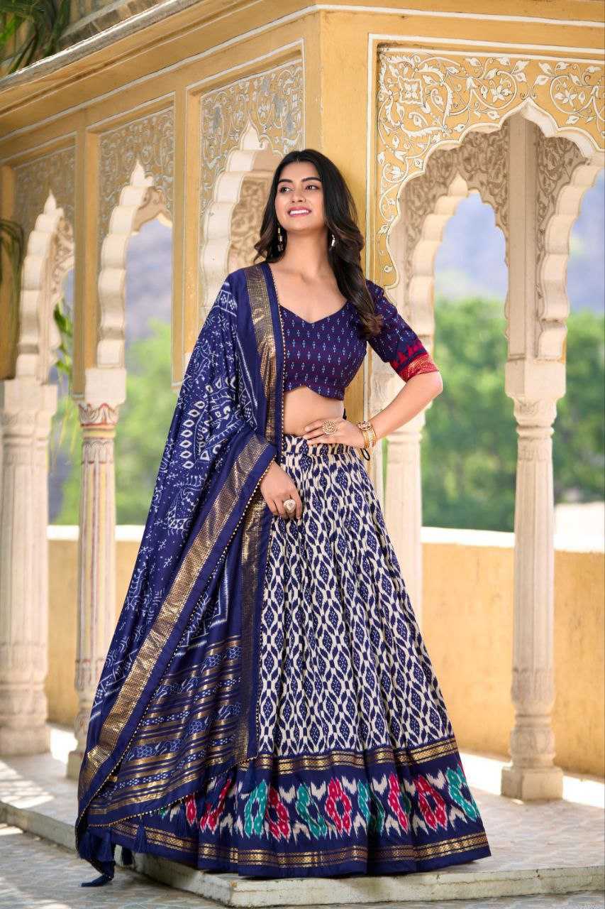 Ynf Tussar Silk RIN131 WHITE PATOLA Lehengas Wholesale Fancy Lehenga Rajwada Lehenga Printed Lehenga Manufacturer