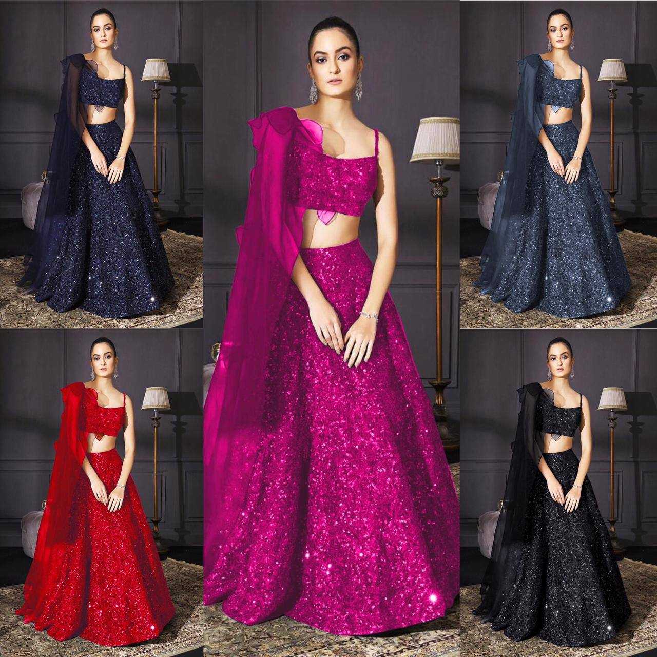 YNF VELVET KESH270 123 LEHENGAS WHOLESALE VELVET SEQUINS LEHENGAS WITH CANCAN MANUFACTURER