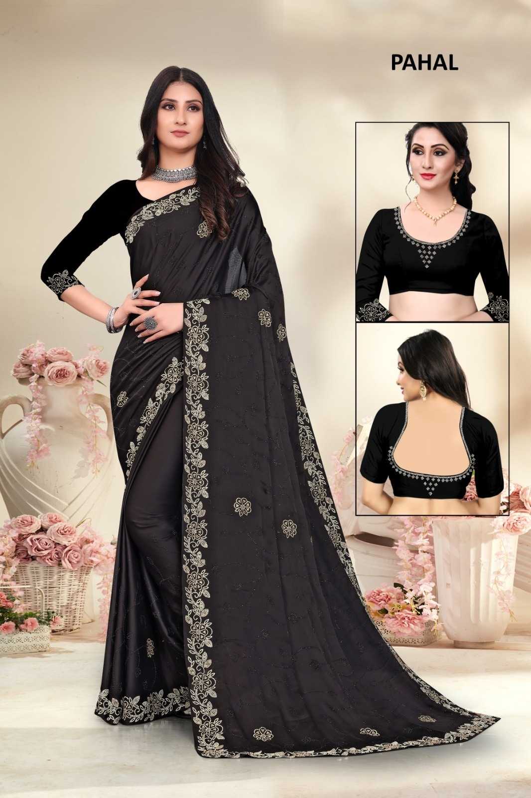 YNF VELVET SATIN KESH114 PAHAL SAREES WHOLESALE SATIN STONE WORK HEAVY SAREE MANUFACTURER