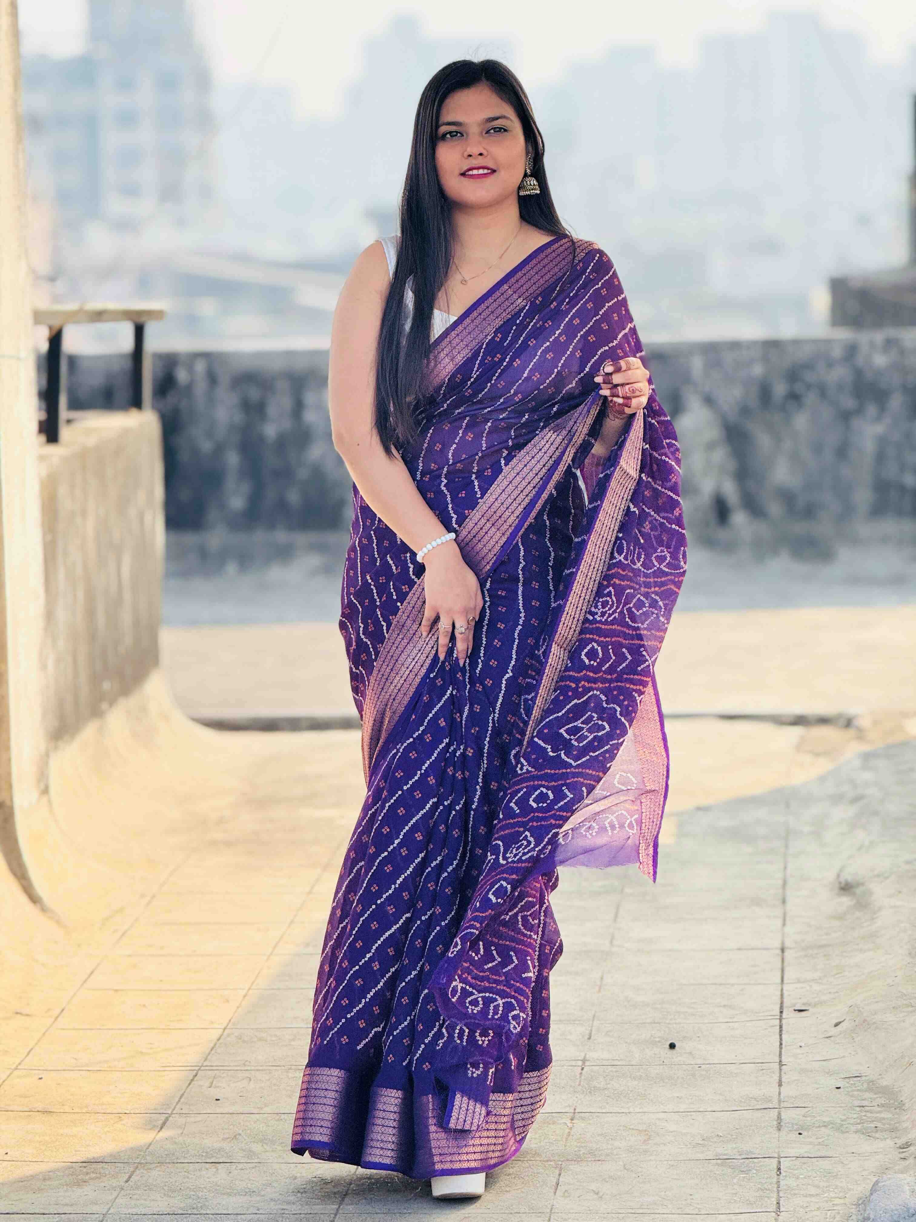 YNF VISCOSE KESH297 VHC02 SAREE WHOLESALE VISCOSE LEHERIYA BANDHANI SAREE MANUFACTURER