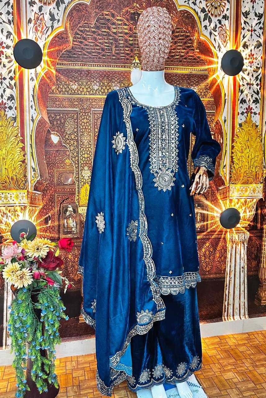 YNF VISCOSE KESH399 3080 SUITS & DRESSES WHOLESALE VELVET EMBROIDERY PAKISTANI PALAZZO SUITS MANUFACTURER